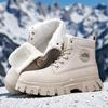 Men's Ankle Boots Genuine Leather Short Boots Retro Snow boots Warm Casual Plush Shoes