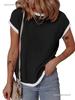 Women's Short Sleeve Ribbed Knit T-shirt - Casual Spring/Summer Top