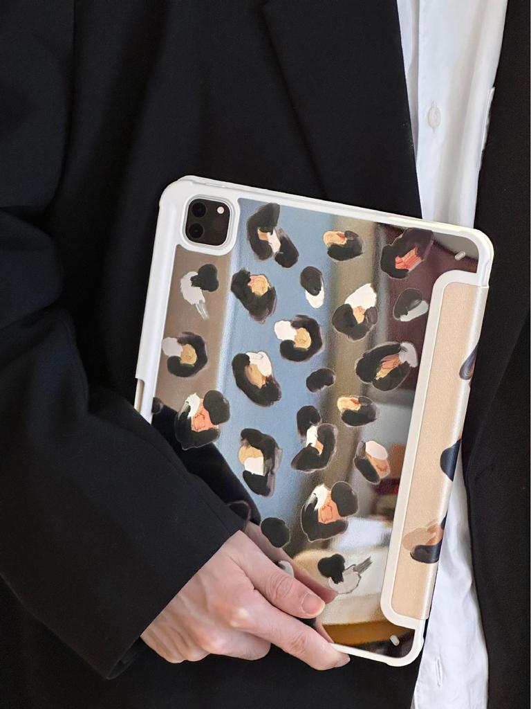 Leopard Print Three-Fold Mirror Case for iPad Mini 6/Pro (2021/2025)