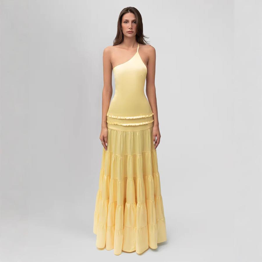 European and American temperament women's clothing summer new backless sleeveless elegant dress fairy skirt suspender slim women's long dress