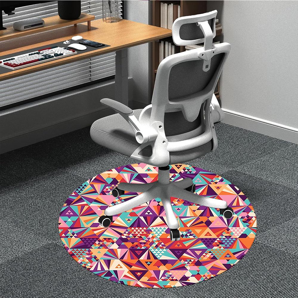 

1pc Geometric Triangle Pattern Chair Carpet for Office Non-Slip, Machine Washable Rug for Office, Room - Holiday Decor, Machine Made yy251016090 80cm by 80cm