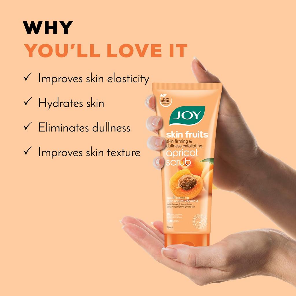JOY Apricot & Walnut Face Body Scrub 200ml Pack of 1 | Exfoliating Blackhead Remover For Glowing Skin