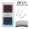 Lashprofessor Single Tip V Shaped 2D Y Lashes Mesh Net Cross Premium Clover Premade Fan Lashes 3D Fairy Spike Eyelash Extension