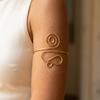 Minimalist Spiral Wire Upper Arm Cuff Bracelet Boho Adjustable Open Armlet Bangle Gold Color Summer Jewelry for Women