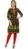 Phagun Women's Printed Blouse Tunic 3 4 Sleeve Black Kurta Ethnic Clothing -