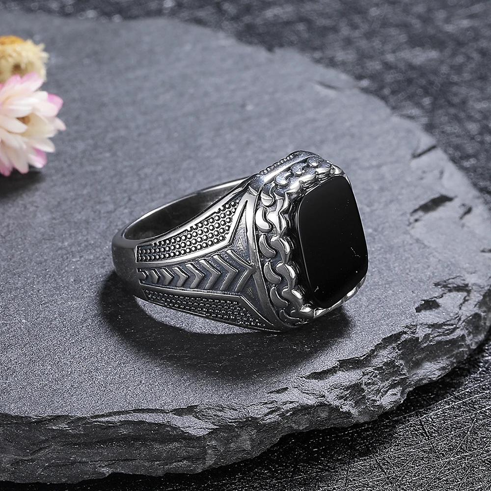 Natural 10*12mm Big Black Agate Stone Vintage Ring For Men Women,Noble Atmospheric Temperament CopperPlated Jewelry Rings Gifts