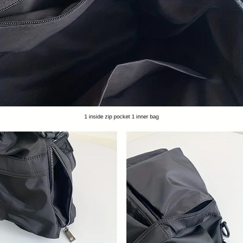New Fashion Women'S Bag Large Capacity Drawstring Bucket Bag Simple Workwear Style Nylon Shoulder Bag For Women Handbag