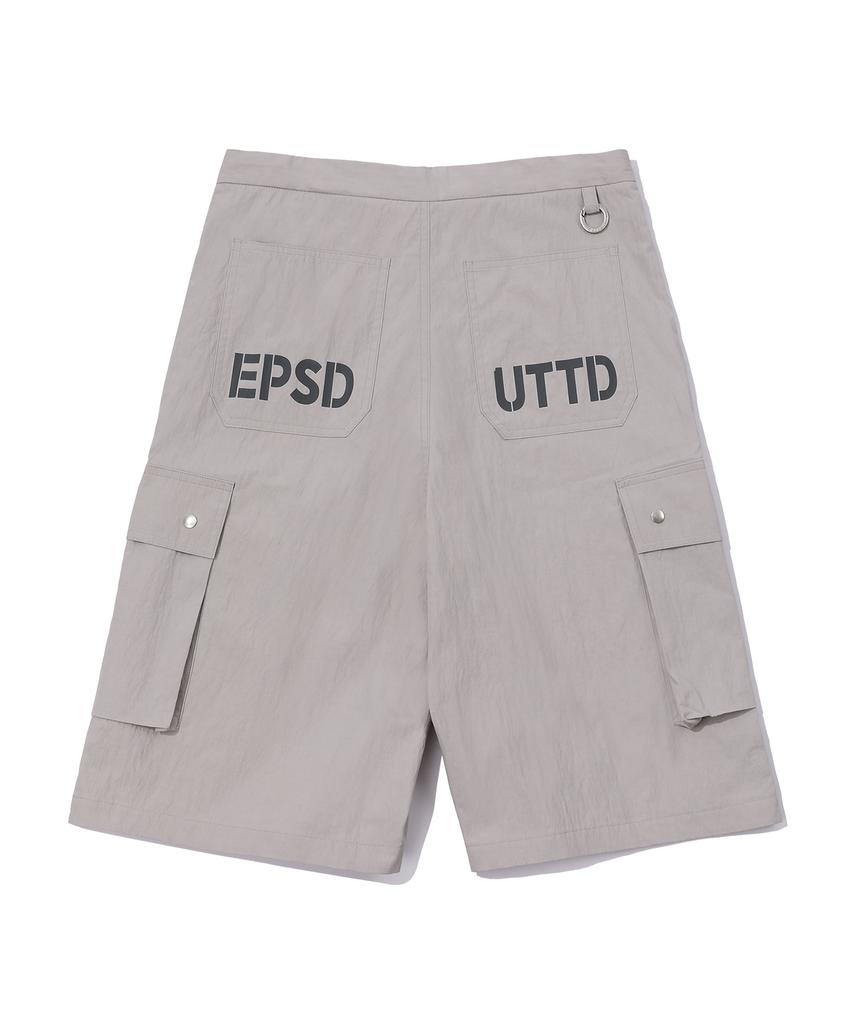 EPISODE UNTITLED String Logo Print Bermuda Cargo Pants_Grey