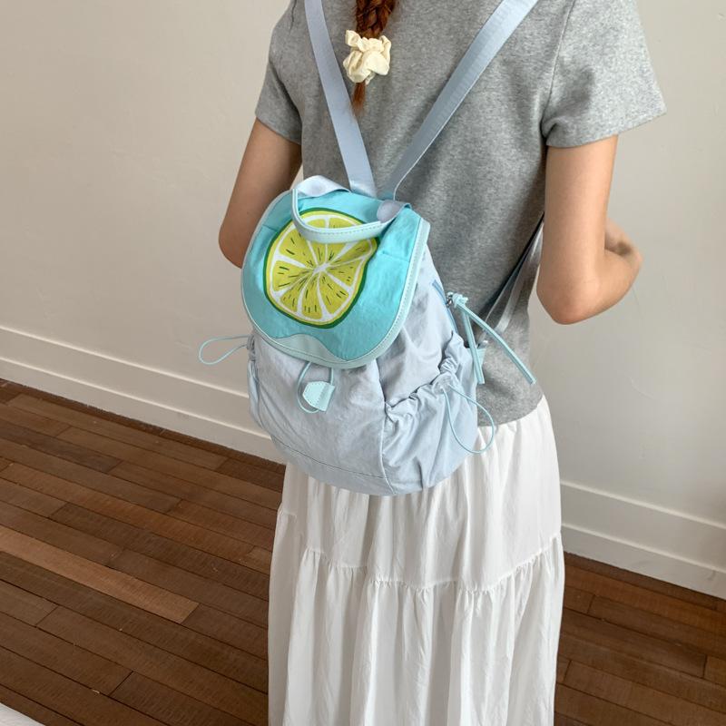 Summer dopamine contrasting color double shoulder back women's bag lightweight household cartoon girl backpack cute schoolbag