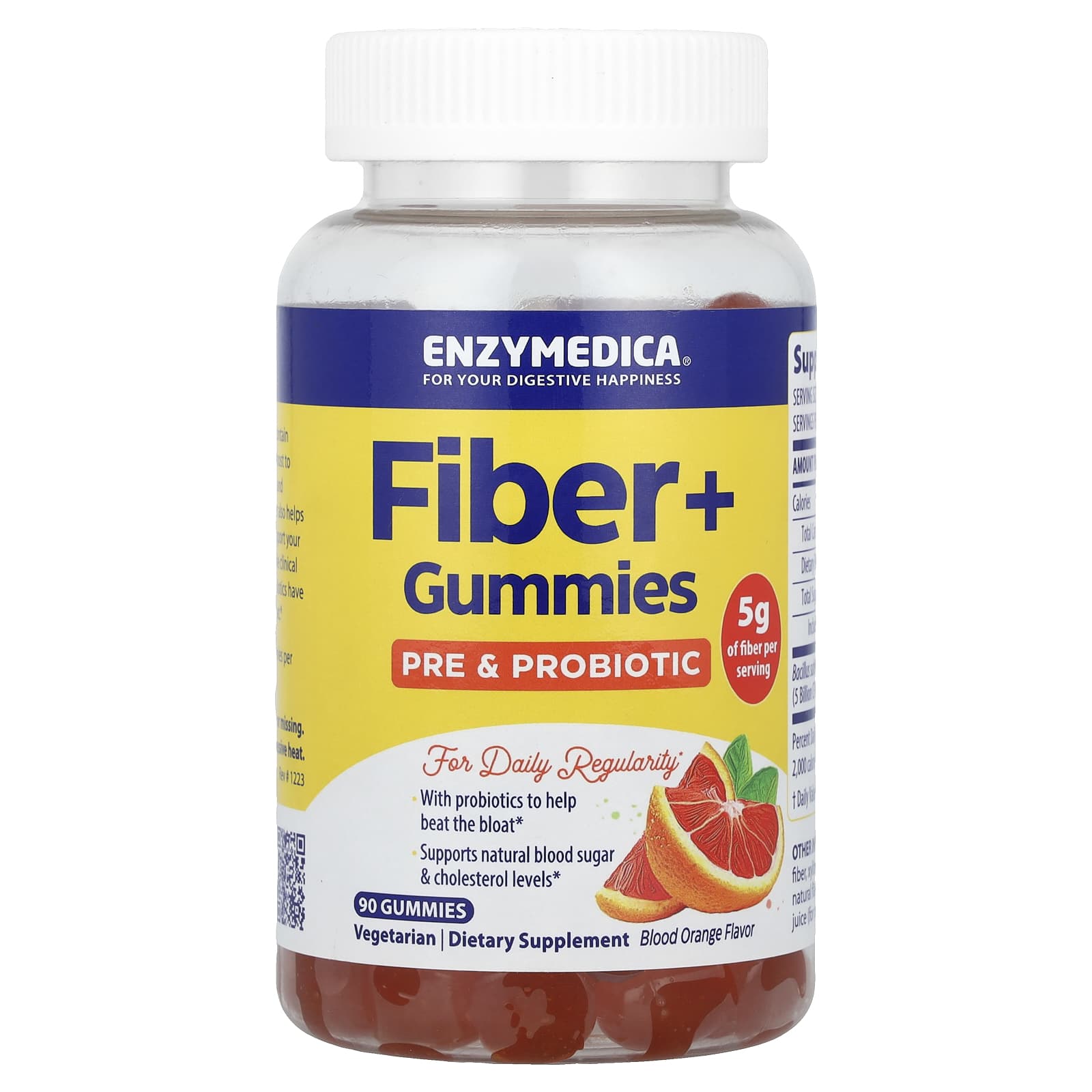 

Fiber+ Gummies, Prebiotic & Probiotic, Blood Orange, 90 Gummies (16.6Mg per Gummi)