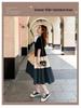 Women's Mid-Length A-line Patchwork Dress, Loose Fit, Short-Sleeved, Over-the-Knee, Summer Style