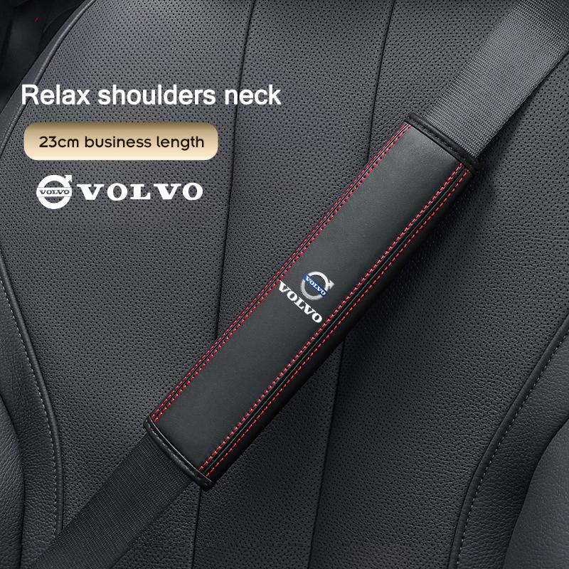 2pcs Car Shoulder Protector Pad Leather Safety Belt Cover For Volvo Xc60 Xc90 V40 V60 S60 V50 V90 S80 C40 XC40 V70 XC70 C30 EX90