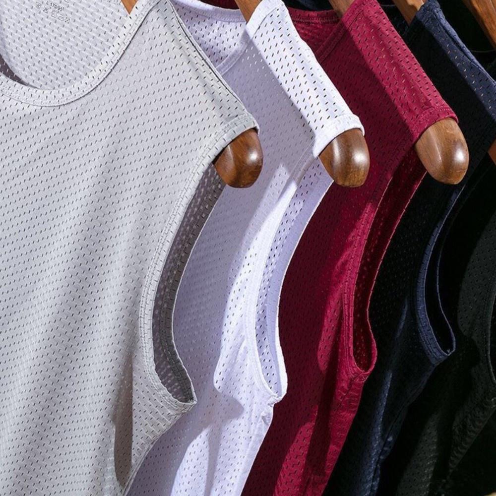 Breathable Sport Tank Tops Men Plus Size Solid Color Sleeveless Shirts Summer Fitness Vest