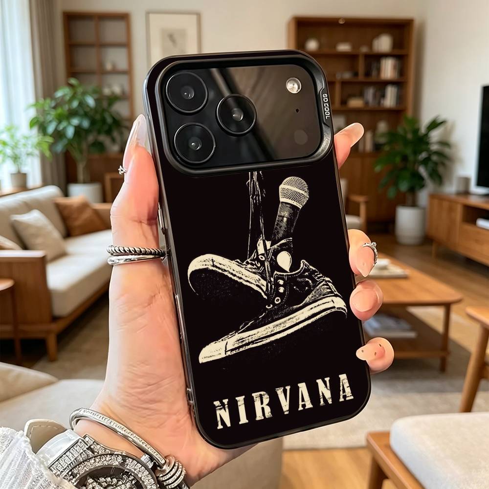 Nirvana Rock Singer B-Band Gift Phone Case For iPhone 17,16,15,14,13,12,11Plus,Pro Max,XS,Colorful Silver Phone Case Funda Cover