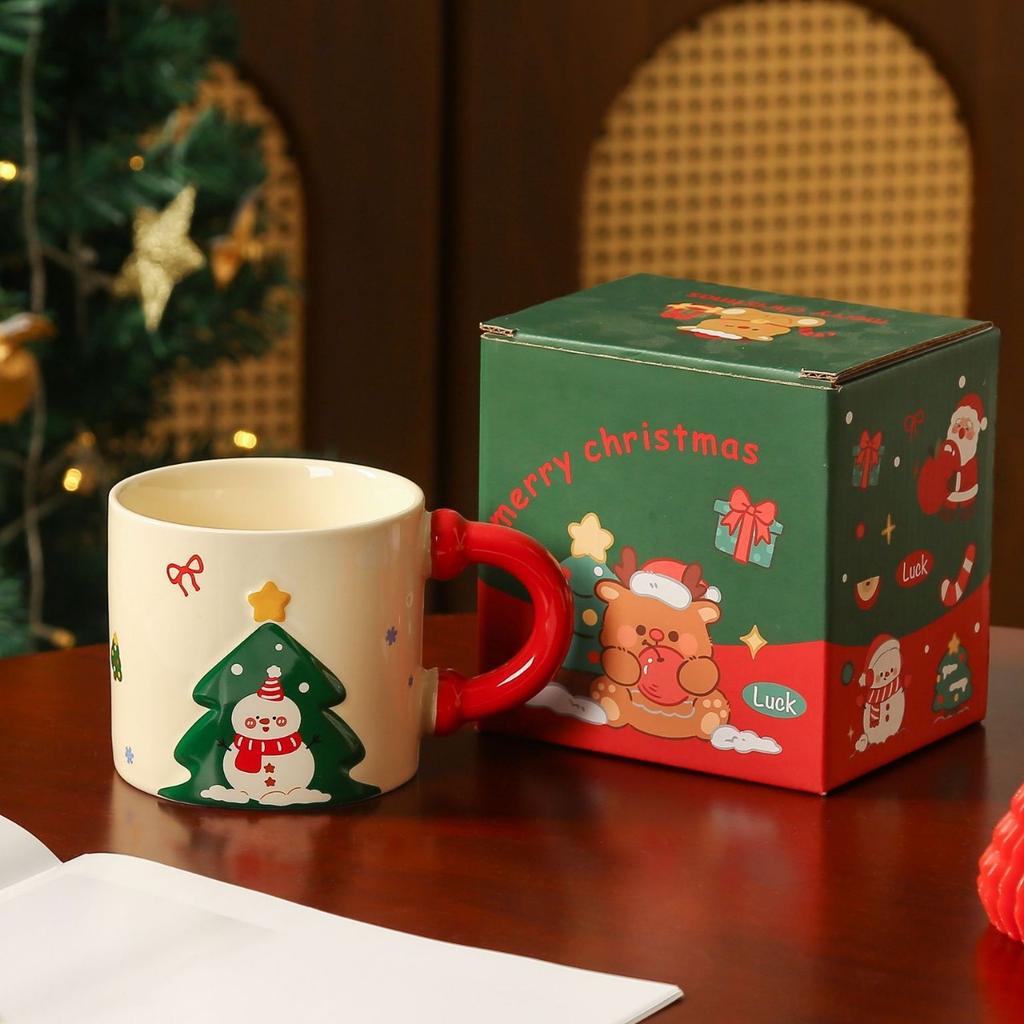 Christmas Mugs Santa Claus Ceramic Cups Household Water Cups  Creative High Appearance Level  Christmas Gifts Souvenirs