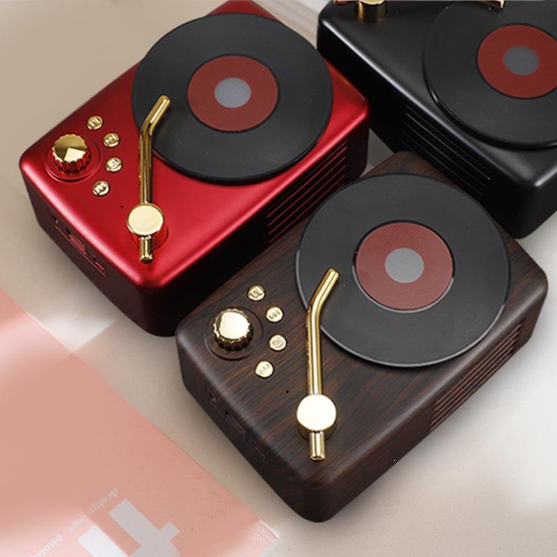 YX Atomic Black Retro Wood-Grain Mini Bluetooth Speaker: Portable High-Quality Nostalgic Design