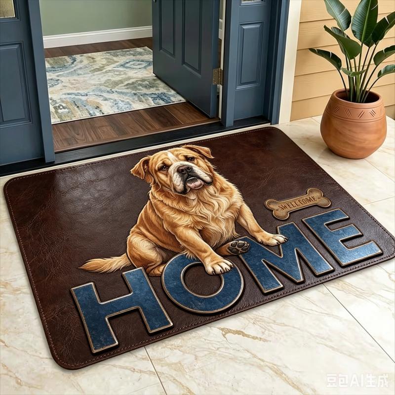 Cute English Bulldog Welcome Doormat Vintage Home Floor Rug Indoor Outdoor Entrance Carpet for Living Room Pet Lover Gift