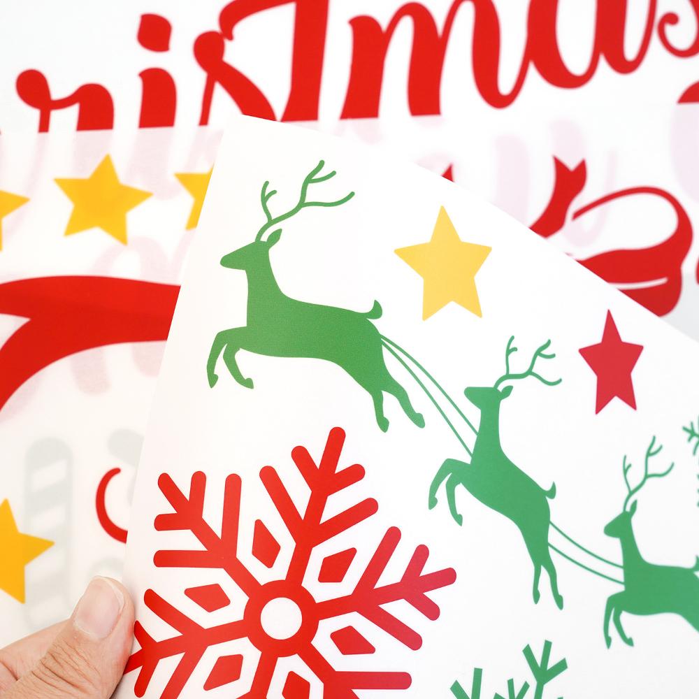 Christmas Wall Stickers Xmas Tree Candy Snowflake Pattern Self-adhesive PVC Sticker New Year Party Wall Window Decoration Decals