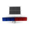 Solar-Powered Red-Blue LED Strobe Light with Aluminum Shell for Construction and Road Safety.