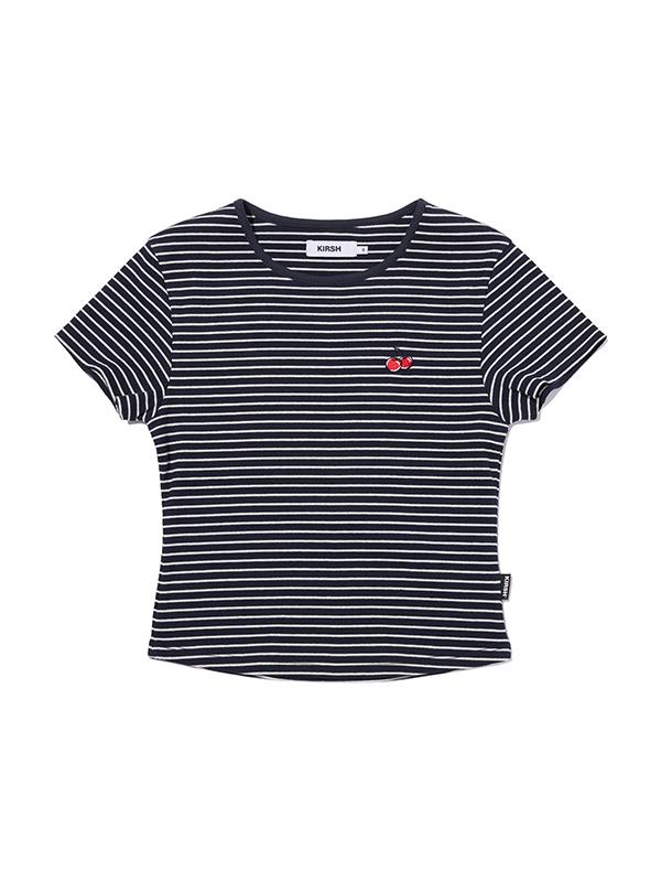KIRSH Small Cherry Slim Fit Striped T-Shirt [Dark Navy]