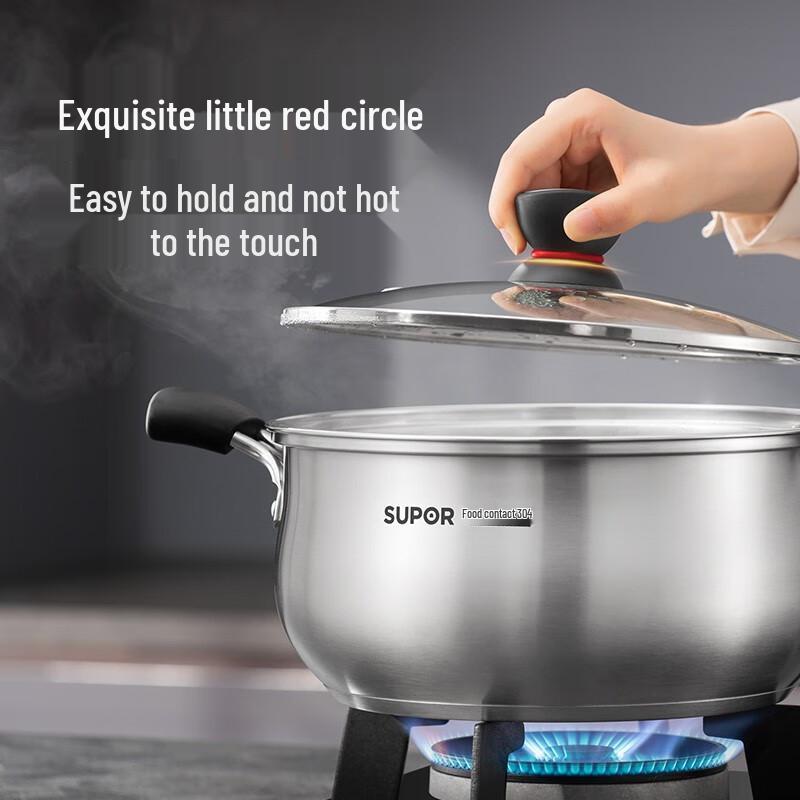 Supor Little Red Circle Stainless Steel Soup Pot