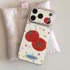 Japan und Südkorea einfache Nische farbige gepunktete Tomaten geeignet für Apple 17promax Handyhülle großes Fenster Lammleder