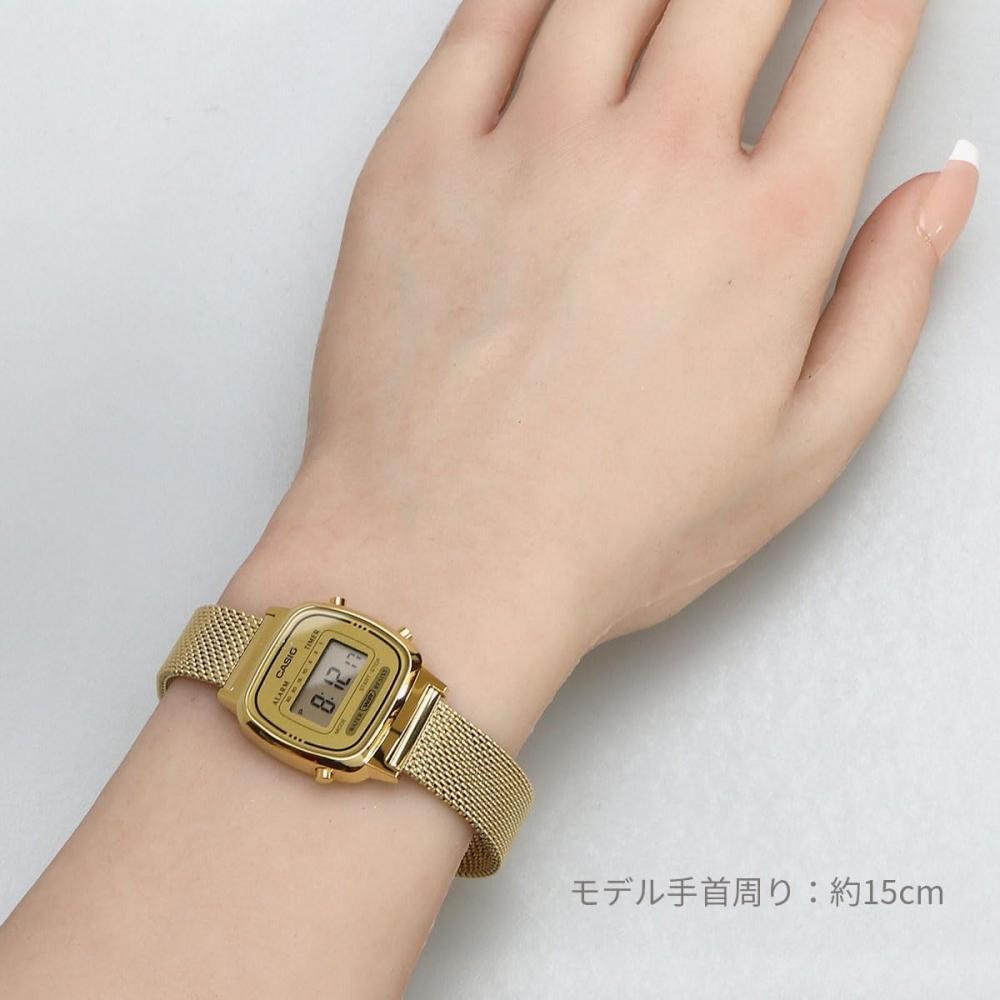 Casio Ladies Digital Watch Gold Mesh Band La670wemy 9