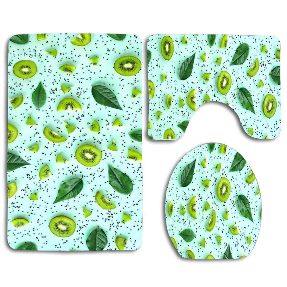 Buy Green Avocados 3 Piece Bathroom Rugs Set Bath Rug Contour Mat and Toilet Lid Cover at