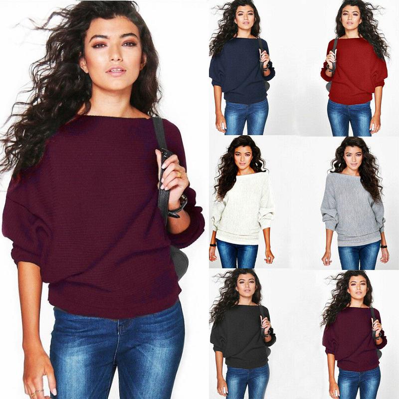 Sleeve Womens Long Baggy Ladies Pullover Top Knitted Oversized Sweater Jumper