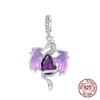 Copper Powerful Purple Dragon Pendants Charms Fits Genuine Charms Bracelet Women DoItYourself Jewellery Gifts