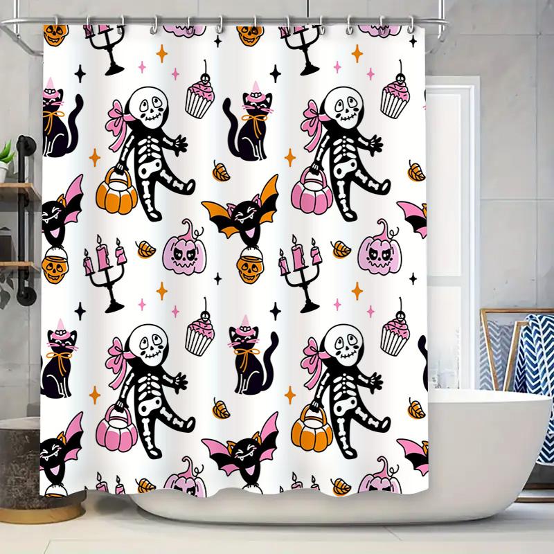 

Жутко Милый Черный Кот Хэллоуин Декор Шторка для Душа Скелет Конфеты Тыква Принт для Летучей Мыши Новоселье Идея Подарка 90x180cm