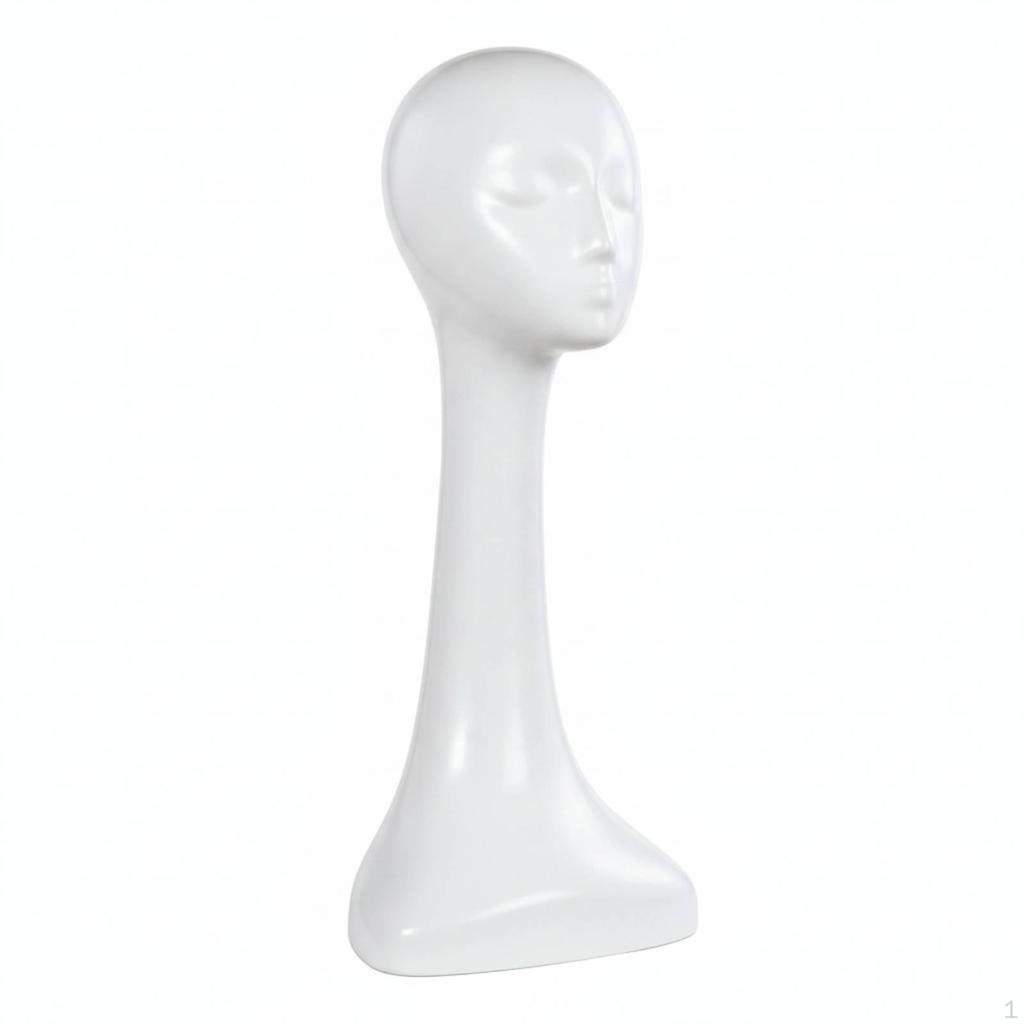 Mannequin Head with Bust Glossy Female LongNeck Hairpiece Stand for Retailers, Window