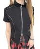 WEGO Figments Studded Zip Short Summer Korean Size Black Top, Sleeve, Top, Streetwear, Women's, F,