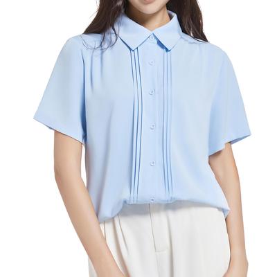 SPRING SEAON Short Sleeve Pintuck Plus Loose No Everyday Deodorizing Light Size M Women's Blouse, Size, Summer, Fit, Iron, Office, Casual, Wear,