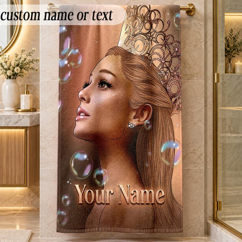 Beach TowelAriana Grande Custom Name Text Personalized Soft Towel for Beach Pool Indoor Home Decor Gift