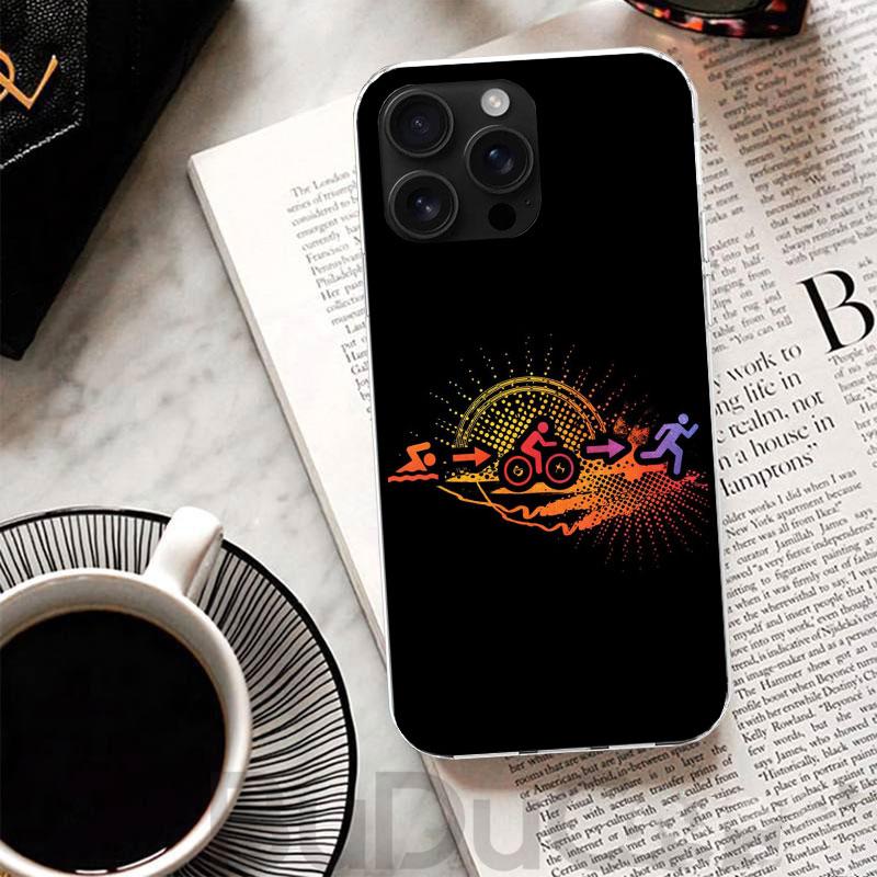 

Triathlon Swim Bike Run Cover For iPhone 17 Air 16 16E 15 Pro Max 14 Plus 13 Mini Phone Case 12 11 7 8 SE Customized Print Shell iPhone 13 Pro Max
