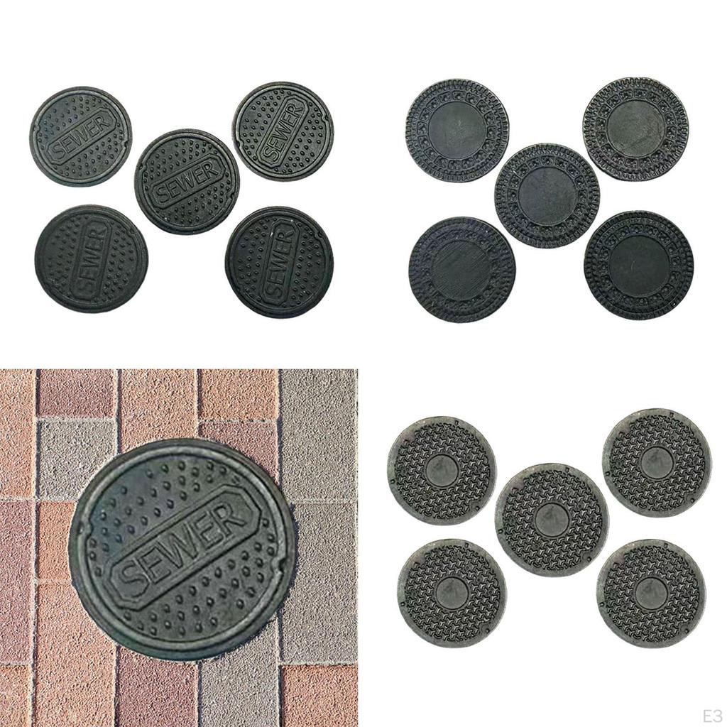 5 Pieces 1/64 Manhole Cover Models Miniature Covers Decorative for Collectors Mini
