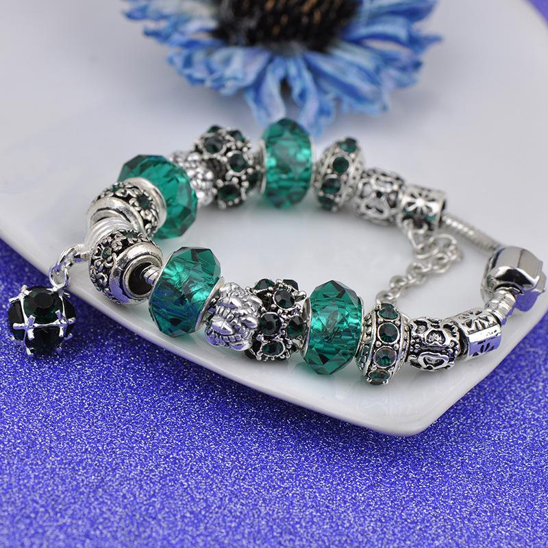 Brățară Trendy cu Mărgele de Cristal Pan cu Pandantiv Coroană de Flori