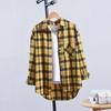 Spring and Autumn Plaid Shirt Women's Loose Versatile Slimming Harajuku Style Brushed Long Sleeve Top Jacket