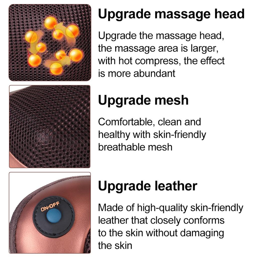 DC 12V Electric Massage Pillow Electric Shoulder Back Heating Kneading Infrared Therapy Pillow Shiatsu