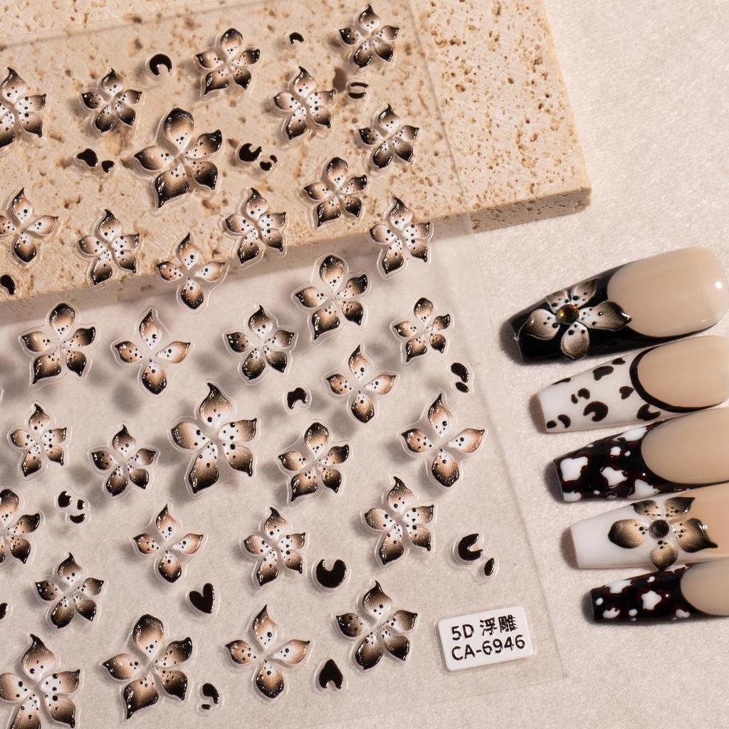 Maillard Devil 3D Seven-Color Five-Petal Flower Nail Art Stickers