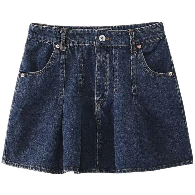 

Fashion Style 2023 New Fall Women s Clothing Stylish Slimming Small Pleated Denim Skirt Skirt 32169270 Blue L