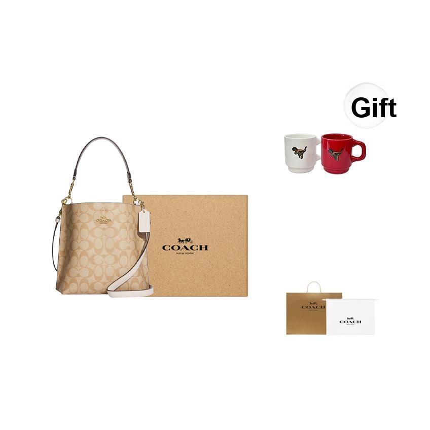 Coach Mollie Classic Metal Logo Bucket Bag Women Handbags Khaki CA582-IMDQC