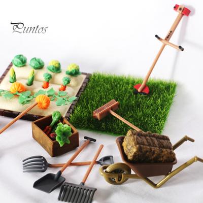 1 Set Puppenhaus-Miniaturen, hohe Simulation, bestes Geschenk, Kunststoff, Mini-Farm-Werkzeug, Schaufel, Rechen für Mikro-Landschaftsszene