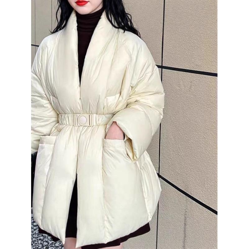 Winter New Down Jacket Premium Winter Waist New Strap-up Autumn and Winter Thin White Duck Down Jacket