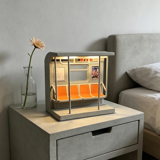 NYC Metro Train Lamp Decorative Underground Train Night Light Warm Glow Desktop Lamp for Kids Bedroom Ambient Lighting