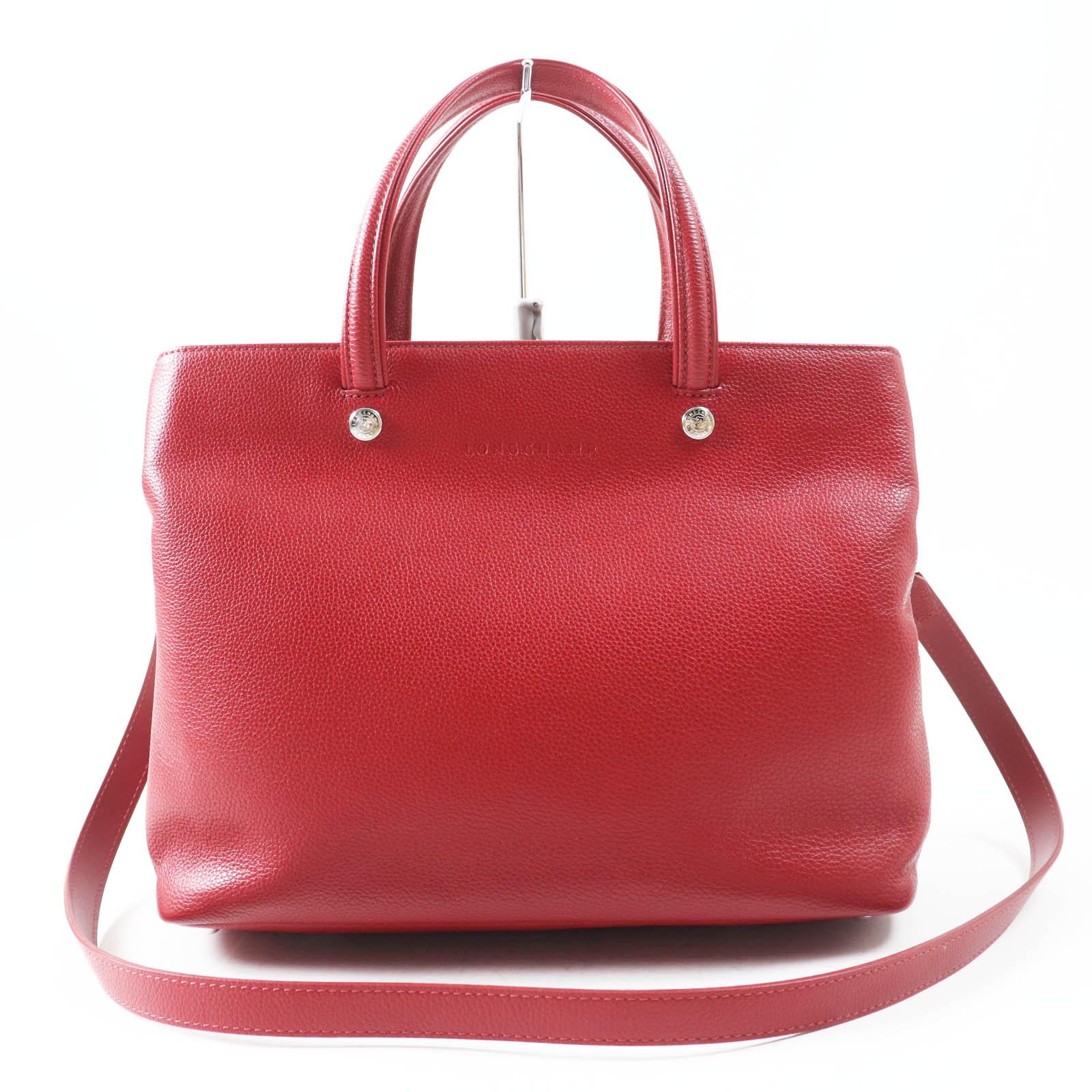 

Excellent Longchamp Shoulder Bag Le flowne Logo engraved 2WAY handbag/ Red leather Women Used
