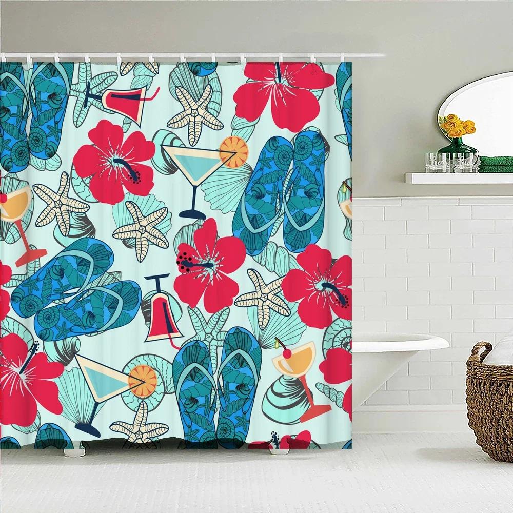 Sunlight Beach Waterproof Fabric Shower Curtains 3D Printing Palm Tree Bath Curtain For Bathroom Bathtub Decoration With Hooks