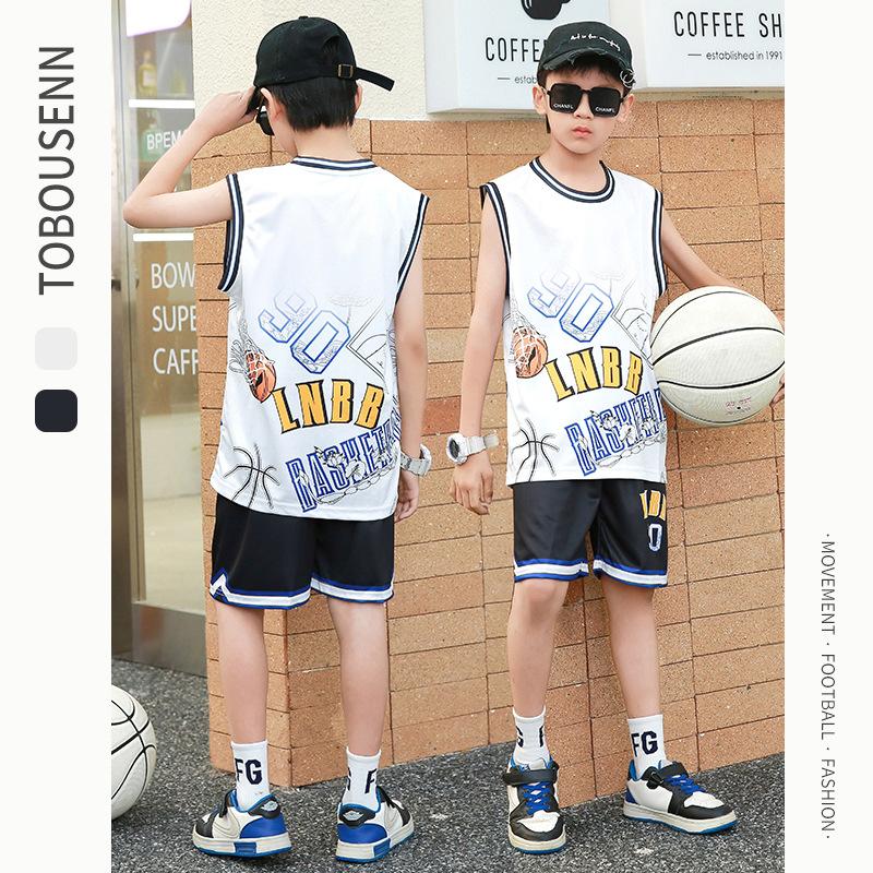 Summer new men's and children's basketball suit outdoor women's sports training quick-drying jersey short-sleeved shorts two-piece set