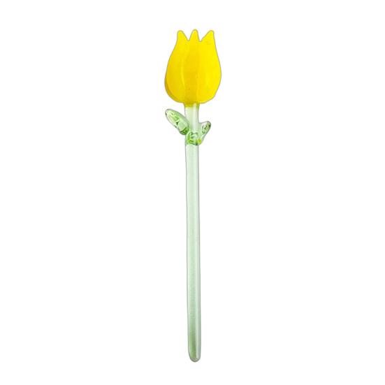 

Mini Glass Flower Ornament Handmade Colored Glass Flower Miniature Collectible Tiny J